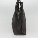 HERMES Her Line MM Hand Bag Canvas Gray Silver Auth 141514-4