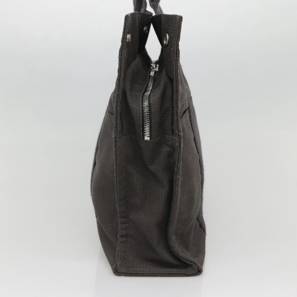 HERMES Her Line MM Hand Bag Canvas Gray Silver Auth 141514