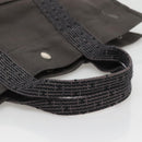 HERMES Her Line MM Hand Bag Canvas Gray Silver Auth 141514-7