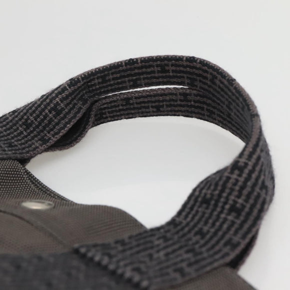 HERMES Her Line MM Hand Bag Canvas Gray Silver Auth 141514