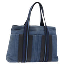 HERMES Trocha Horizontal Zonal MM Tote Bag Canvas Blue Silver Auth 141515-1