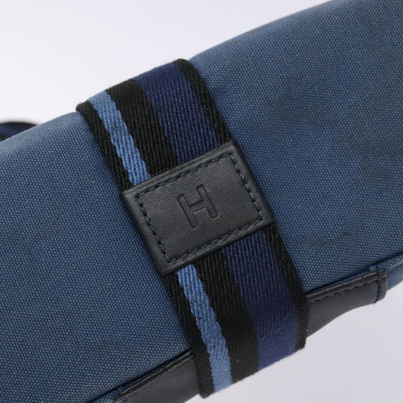 HERMES Trocha Horizontal Zonal MM Tote Bag Canvas Blue Silver Auth 141515