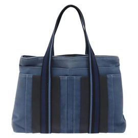 HERMES Trocha Horizontal Zonal MM Tote Bag Canvas Blue Silver Auth 141515 - 0