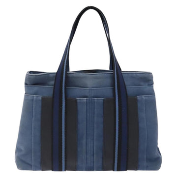 HERMES Trocha Horizontal Zonal MM Tote Bag Canvas Blue Silver Auth 141515 - 0