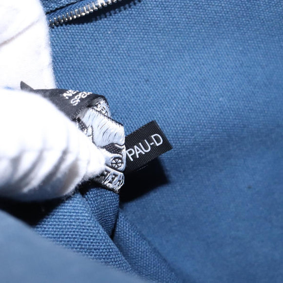 HERMES Trocha Horizontal Zonal MM Tote Bag Canvas Blue Silver Auth 141515