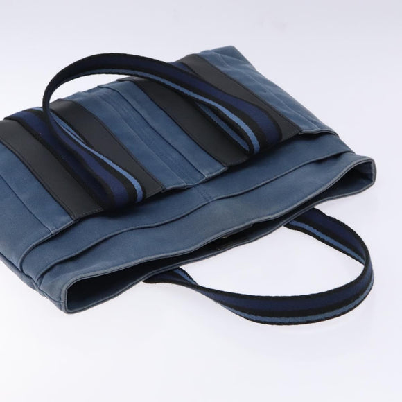 HERMES Trocha Horizontal Zonal MM Tote Bag Canvas Blue Silver Auth 141515