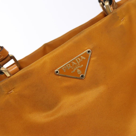 PRADA Shoulder Bag Nylon Orange Gold Auth 141517