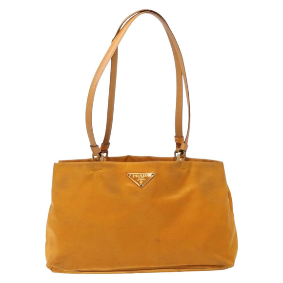 PRADA Shoulder Bag Nylon Orange Gold Auth 141517