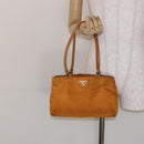PRADA Shoulder Bag Nylon Orange Gold Auth 141517-25
