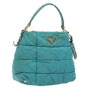 PRADA Shoulder Bag Nylon Blue Gold Auth 141518-1