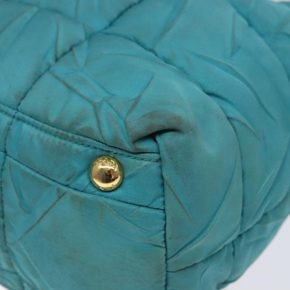 PRADA Shoulder Bag Nylon Blue Gold Auth 141518
