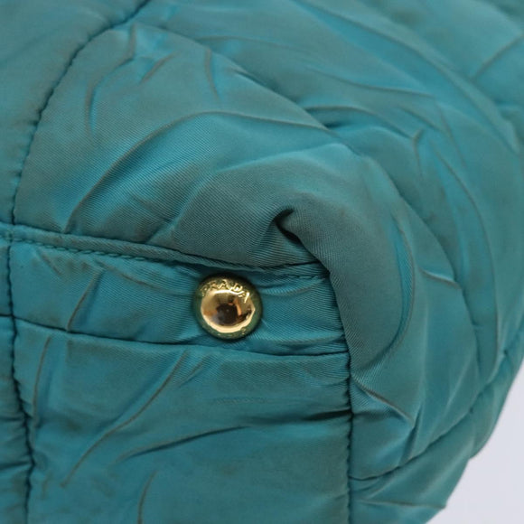 PRADA Shoulder Bag Nylon Blue Gold Auth 141518