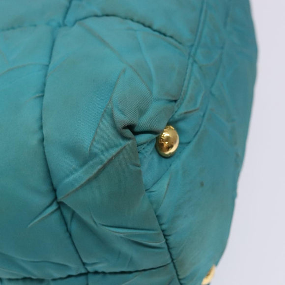 PRADA Shoulder Bag Nylon Blue Gold Auth 141518