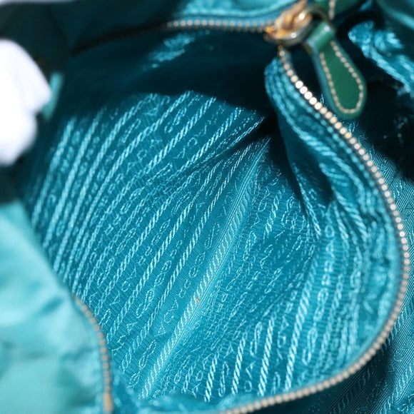 PRADA Shoulder Bag Nylon Blue Gold Auth 141518