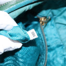 PRADA Shoulder Bag Nylon Blue Gold Auth 141518-12