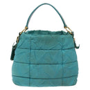 PRADA Shoulder Bag Nylon Blue Gold Auth 141518-2
