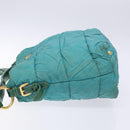 PRADA Shoulder Bag Nylon Blue Gold Auth 141518-4