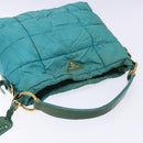 PRADA Shoulder Bag Nylon Blue Gold Auth 141518-6