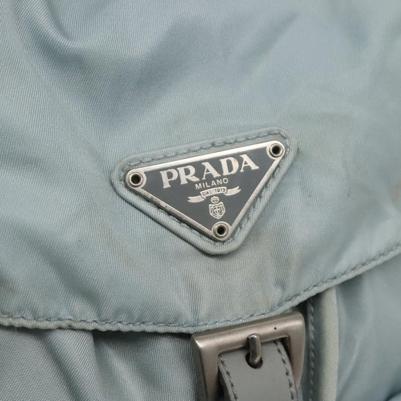 PRADA Backpack Nylon Light Blue Silver Auth 141519