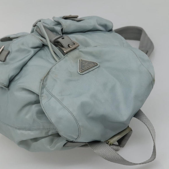 PRADA Backpack Nylon Light Blue Silver Auth 141519