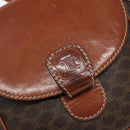 CELINE Macadam Canvas Shoulder Bag PVC Leather Brown Gold Auth 141524-14