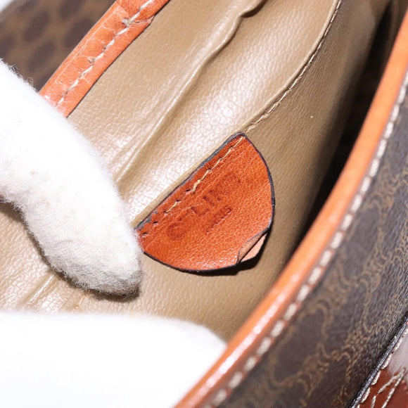 CELINE Macadam Canvas Shoulder Bag PVC Leather Brown Gold Auth 141524