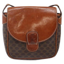 CELINE Macadam Canvas Shoulder Bag PVC Leather Brown Gold Auth 141524-2