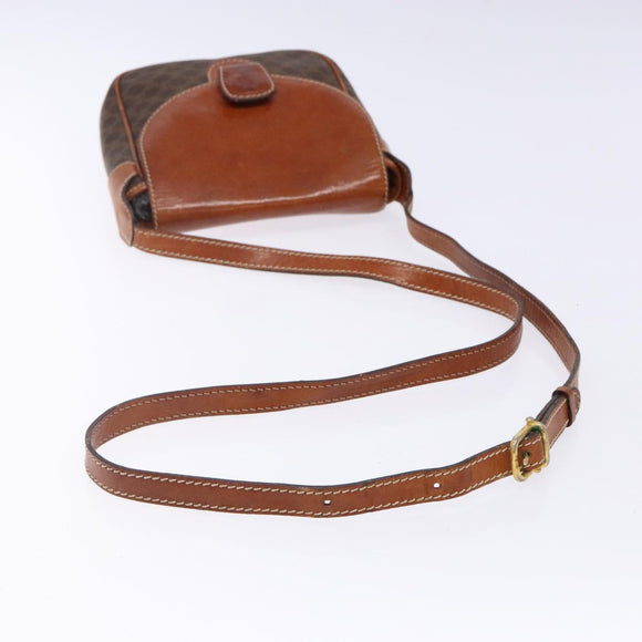 CELINE Macadam Canvas Shoulder Bag PVC Leather Brown Gold Auth 141524