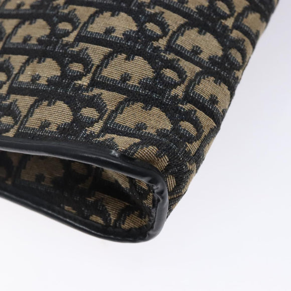 Christian Dior Trotter Canvas Shoulder Bag Navy Gold Auth 141525