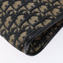 Christian Dior Trotter Canvas Shoulder Bag Navy Gold Auth 141525-15