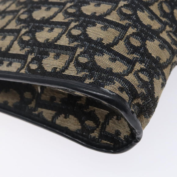 Christian Dior Trotter Canvas Shoulder Bag Navy Gold Auth 141525