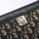 Christian Dior Trotter Canvas Shoulder Bag Navy Gold Auth 141525-17