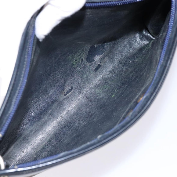 Christian Dior Trotter Canvas Shoulder Bag Navy Gold Auth 141525