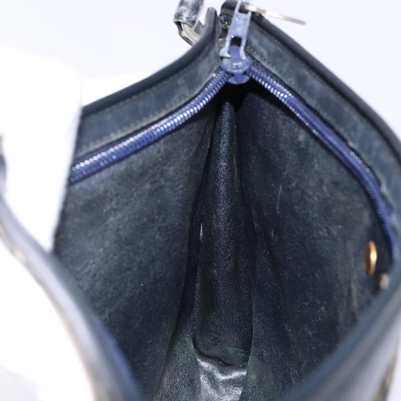 Christian Dior Trotter Canvas Shoulder Bag Navy Gold Auth 141525