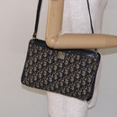 Christian Dior Trotter Canvas Shoulder Bag Navy Gold Auth 141525-20