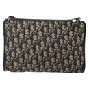 Christian Dior Trotter Canvas Shoulder Bag Navy Gold Auth 141525-2