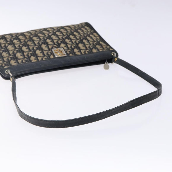 Christian Dior Trotter Canvas Shoulder Bag Navy Gold Auth 141525
