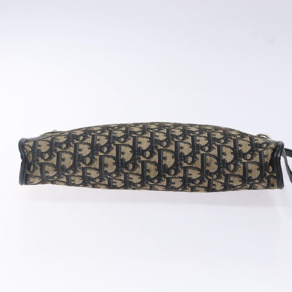 Christian Dior Trotter Canvas Shoulder Bag Navy Gold Auth 141525