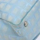 CHANEL New Travel Line Tote Bag Nylon Light Blue Silver CC Auth 141526-11
