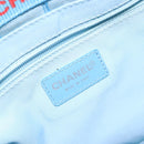 CHANEL New Travel Line Tote Bag Nylon Light Blue Silver CC Auth 141526-14
