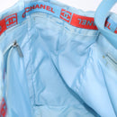 CHANEL New Travel Line Tote Bag Nylon Light Blue Silver CC Auth 141526-16