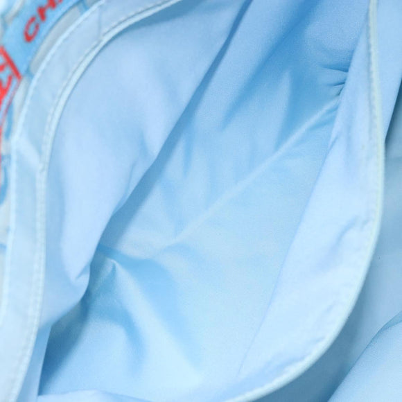 CHANEL New Travel Line Tote Bag Nylon Light Blue Silver CC Auth 141526