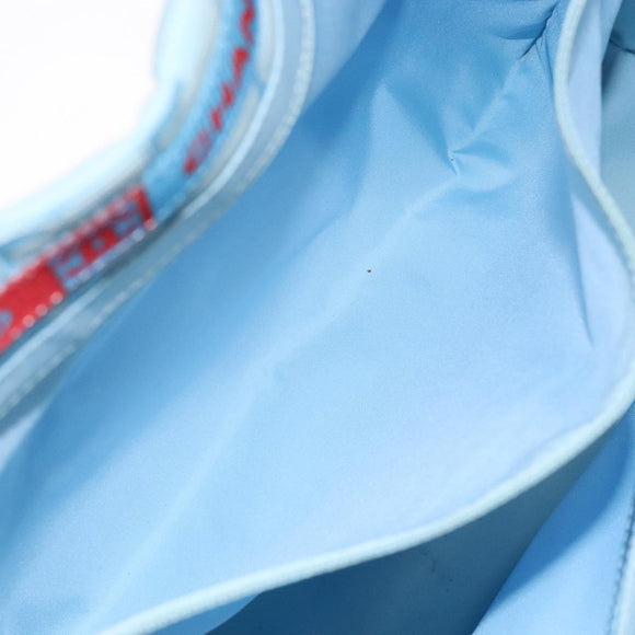 CHANEL New Travel Line Tote Bag Nylon Light Blue Silver CC Auth 141526