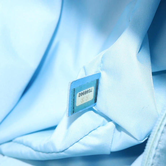 CHANEL New Travel Line Tote Bag Nylon Light Blue Silver CC Auth 141526