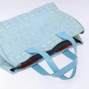 CHANEL New Travel Line Tote Bag Nylon Light Blue Silver CC Auth 141526-6