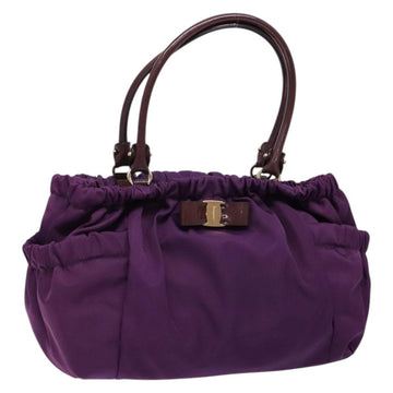 Salvatore Ferragamo Vala Shoulder Bag Nylon Purple Gold Auth 141527