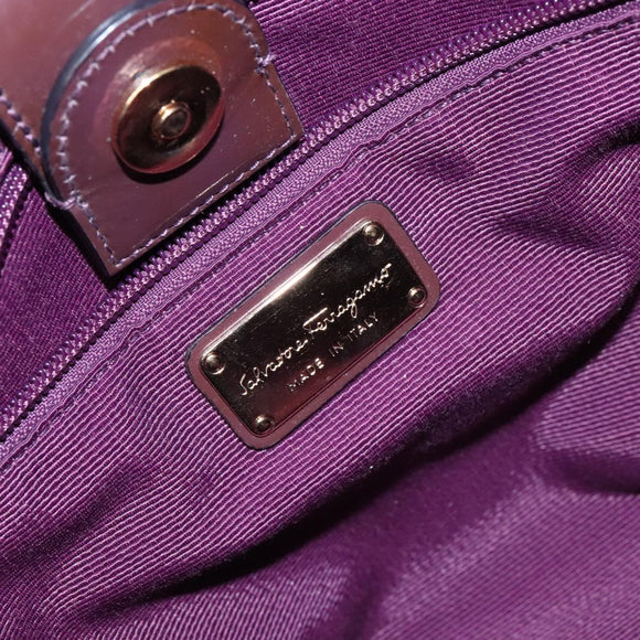 Salvatore Ferragamo Vala Shoulder Bag Nylon Purple Gold Auth 141527