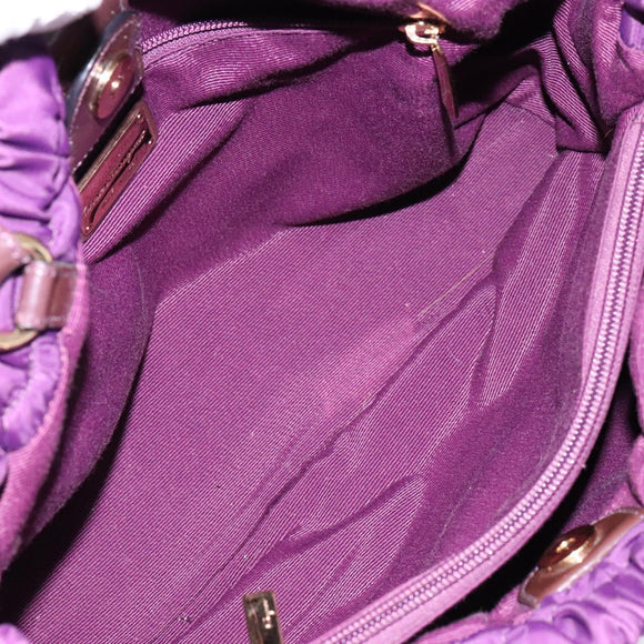 Salvatore Ferragamo Vala Shoulder Bag Nylon Purple Gold Auth 141527
