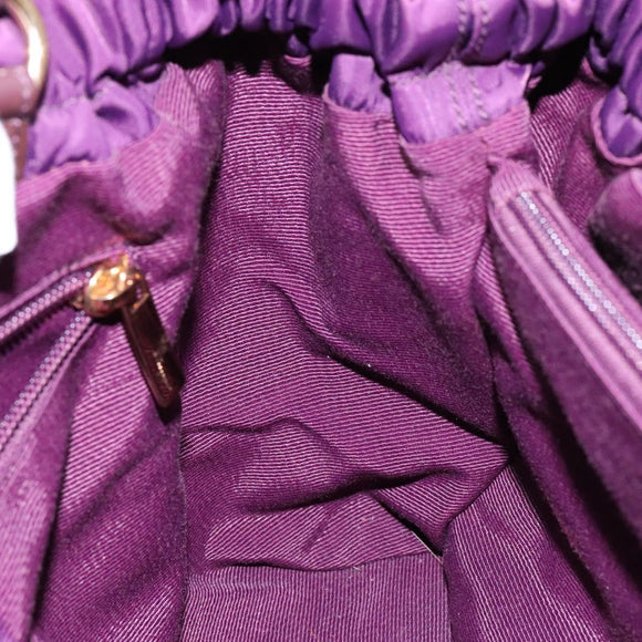 Salvatore Ferragamo Vala Shoulder Bag Nylon Purple Gold Auth 141527