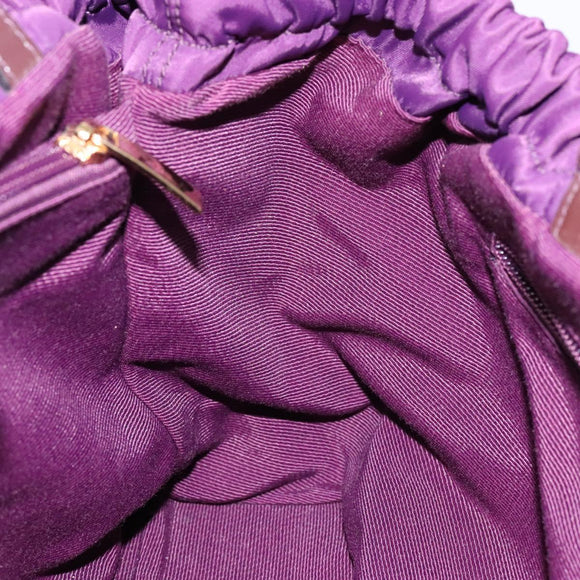 Salvatore Ferragamo Vala Shoulder Bag Nylon Purple Gold Auth 141527